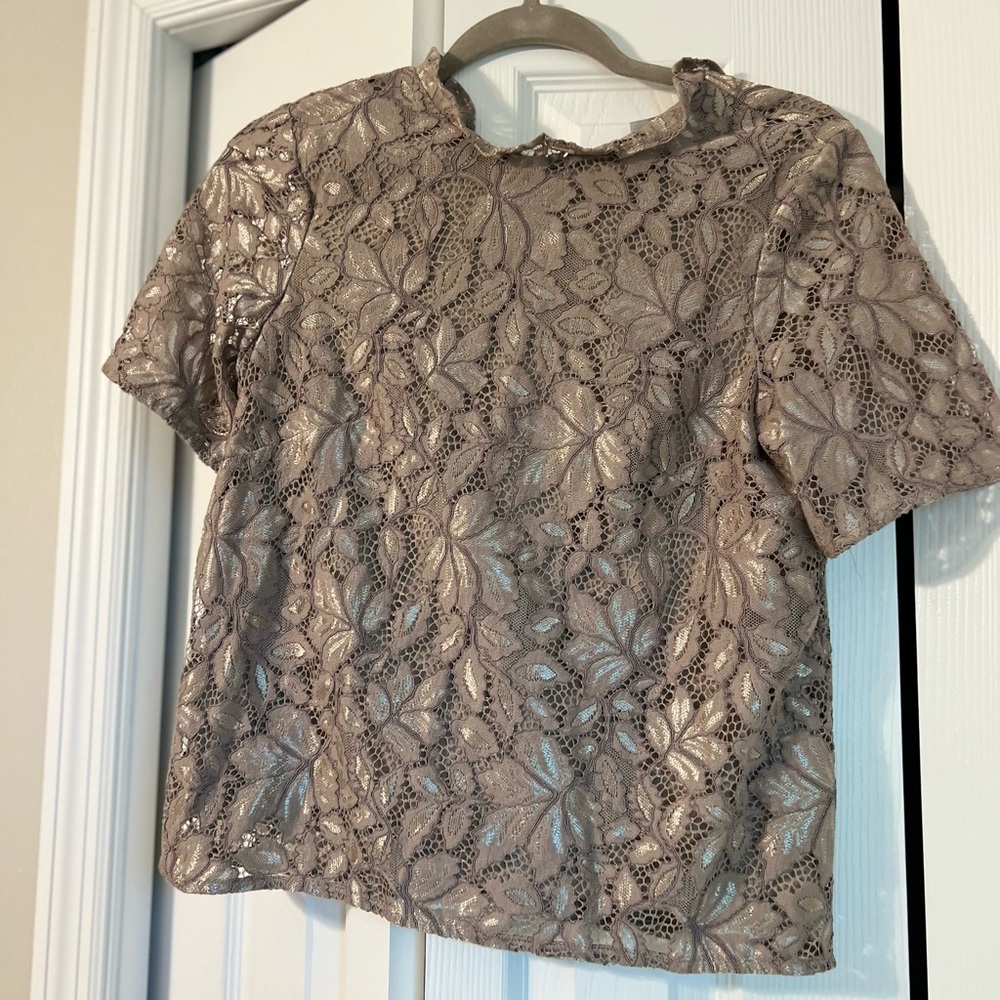 Grey textured floral top